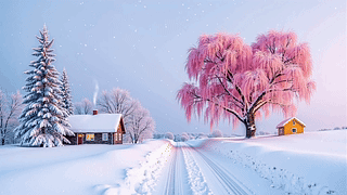 梦幻乡村雪景