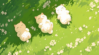 可爱草地猫咪