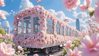 浪漫鲜花火车