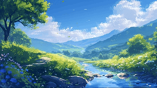 护眼山间小溪