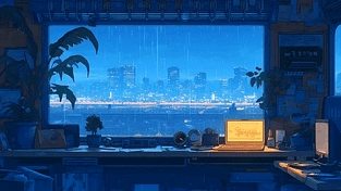 雨夜动漫房间 动态壁纸 | 作者：好看壁纸