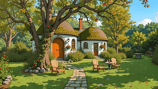 春天林间小屋