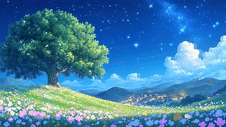 夜景树木