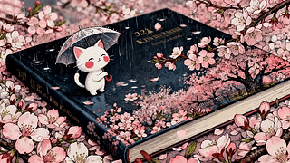 撑伞的小猫