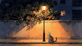 灯下猫咪