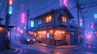 雨夜街角小店