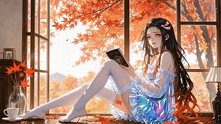 暖光漫窗，红叶伴读