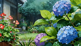 唯美的雨中花
