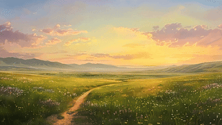 夕阳花草树木