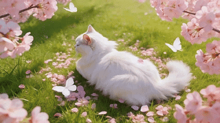 樱花树下的猫咪