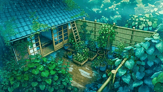 春雨庭院