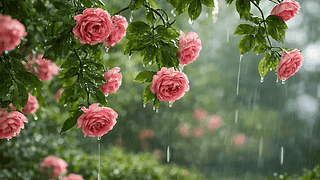雨中玫瑰花