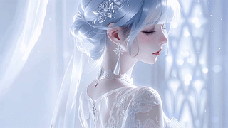 冰蓝白纱美女
