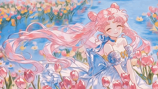 郁金香少女插画