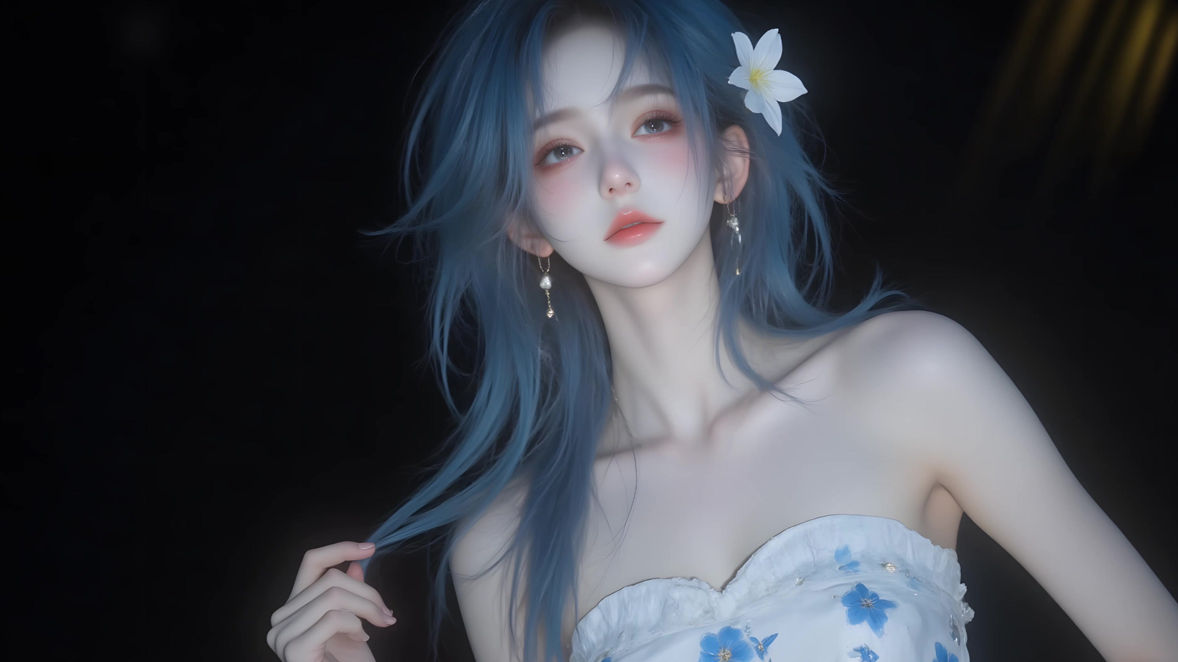 气质蓝发美女