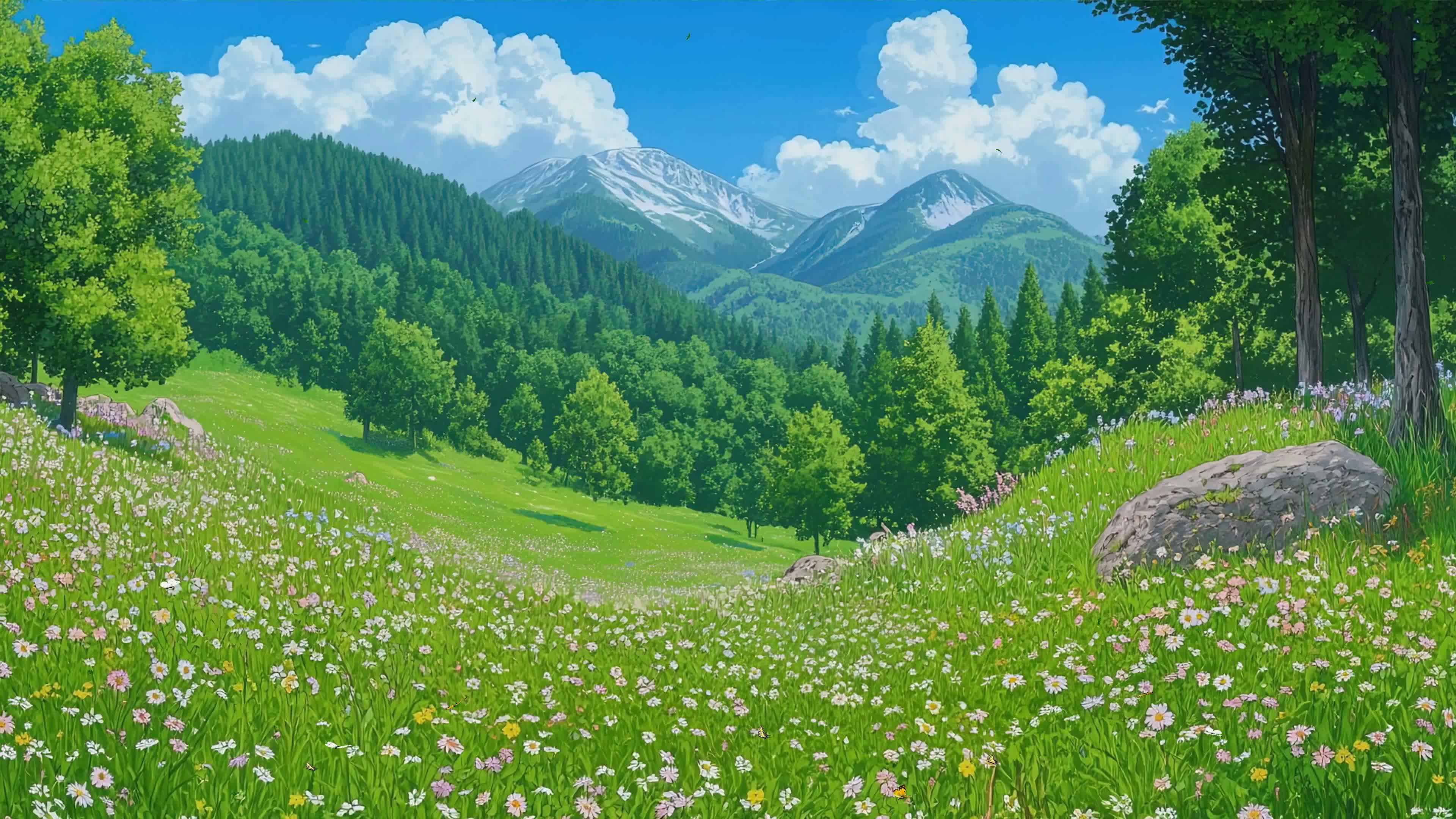 护眼山川绿景