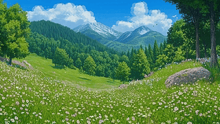 护眼山川绿景