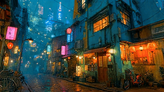 未来城市雨夜街道