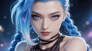 蓝发美女