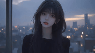 夜幕下美女
