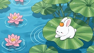 荷叶上的小萌兔 动态壁纸 | 作者：与李无瓜