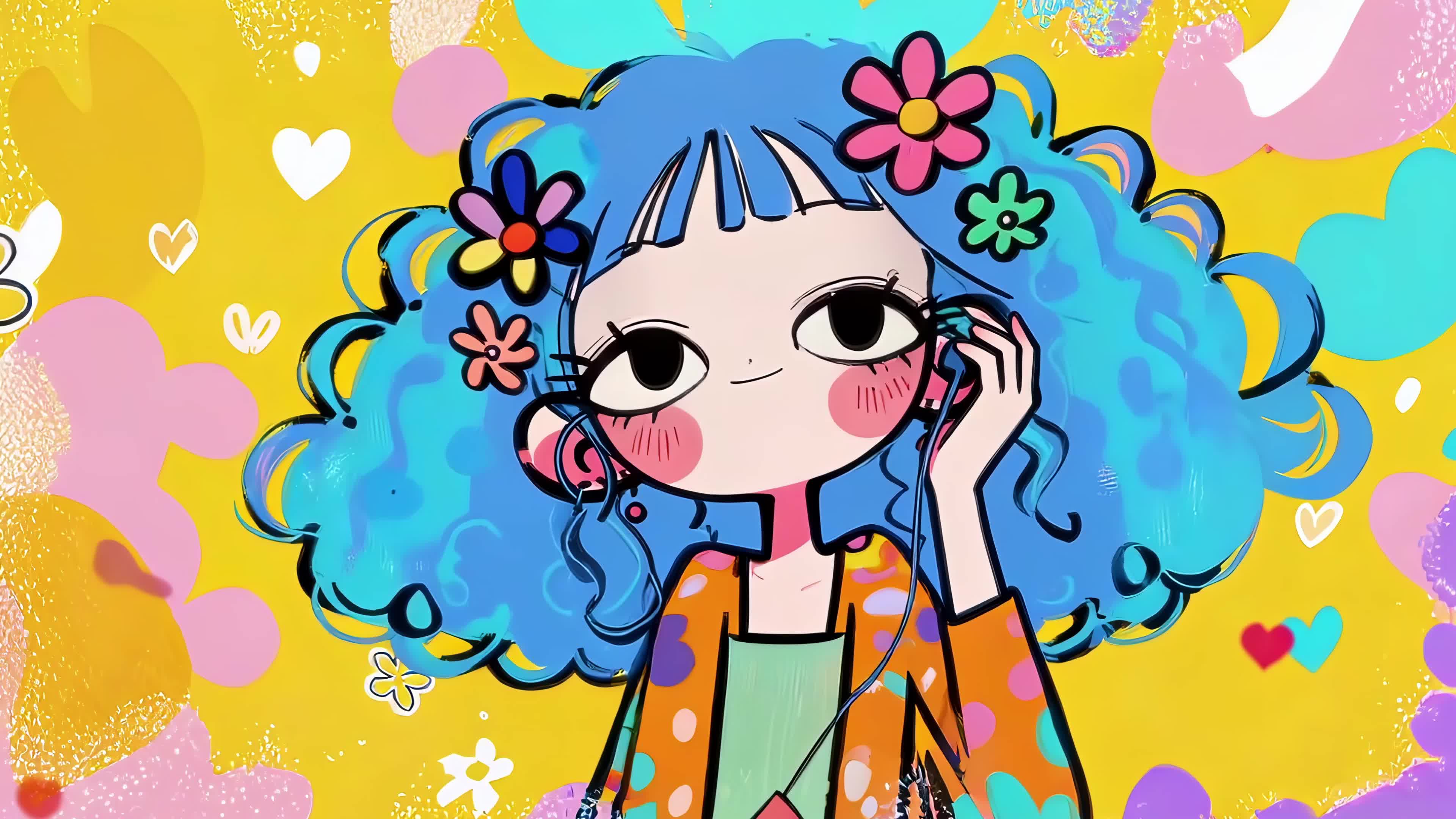可爱蓝发女孩