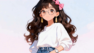 戴眼镜长发女孩