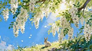 花树下的兔子