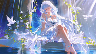 春日浪漫白纱女孩