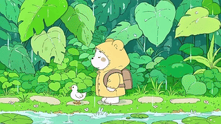 躲在雨林里的小熊