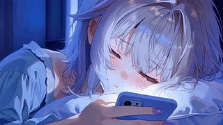 刷手机的软萌白发少女