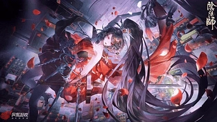 【阴阳师】UR妖刀姬·绯夜猎刃 动态壁纸 | 作者：焦糖触喵酱