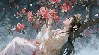 鲜花下的古风美人