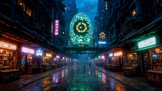 科幻雨夜城市街道