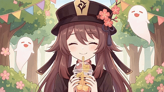 胡桃喝奶茶