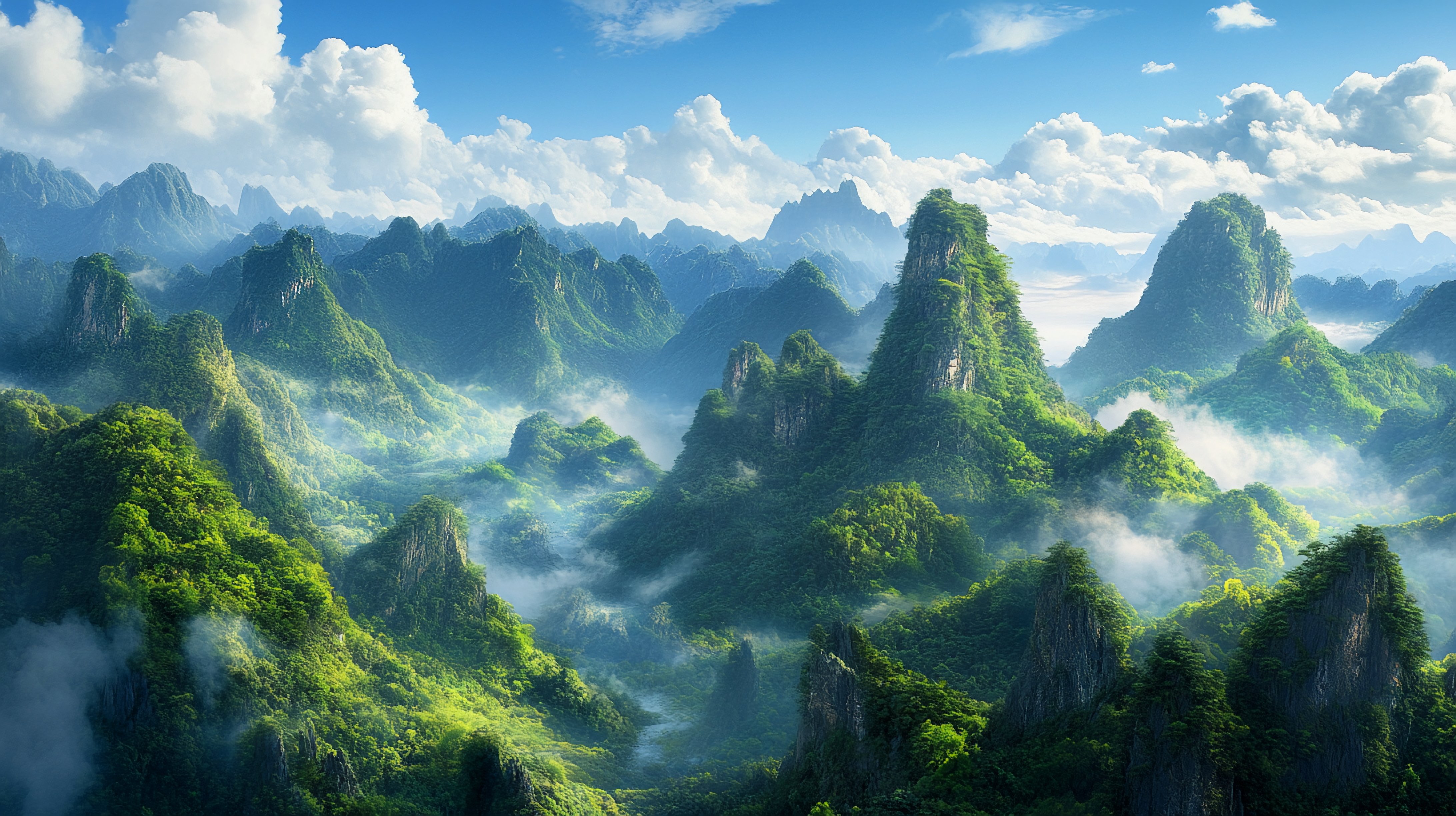 云雾乡村美丽风景