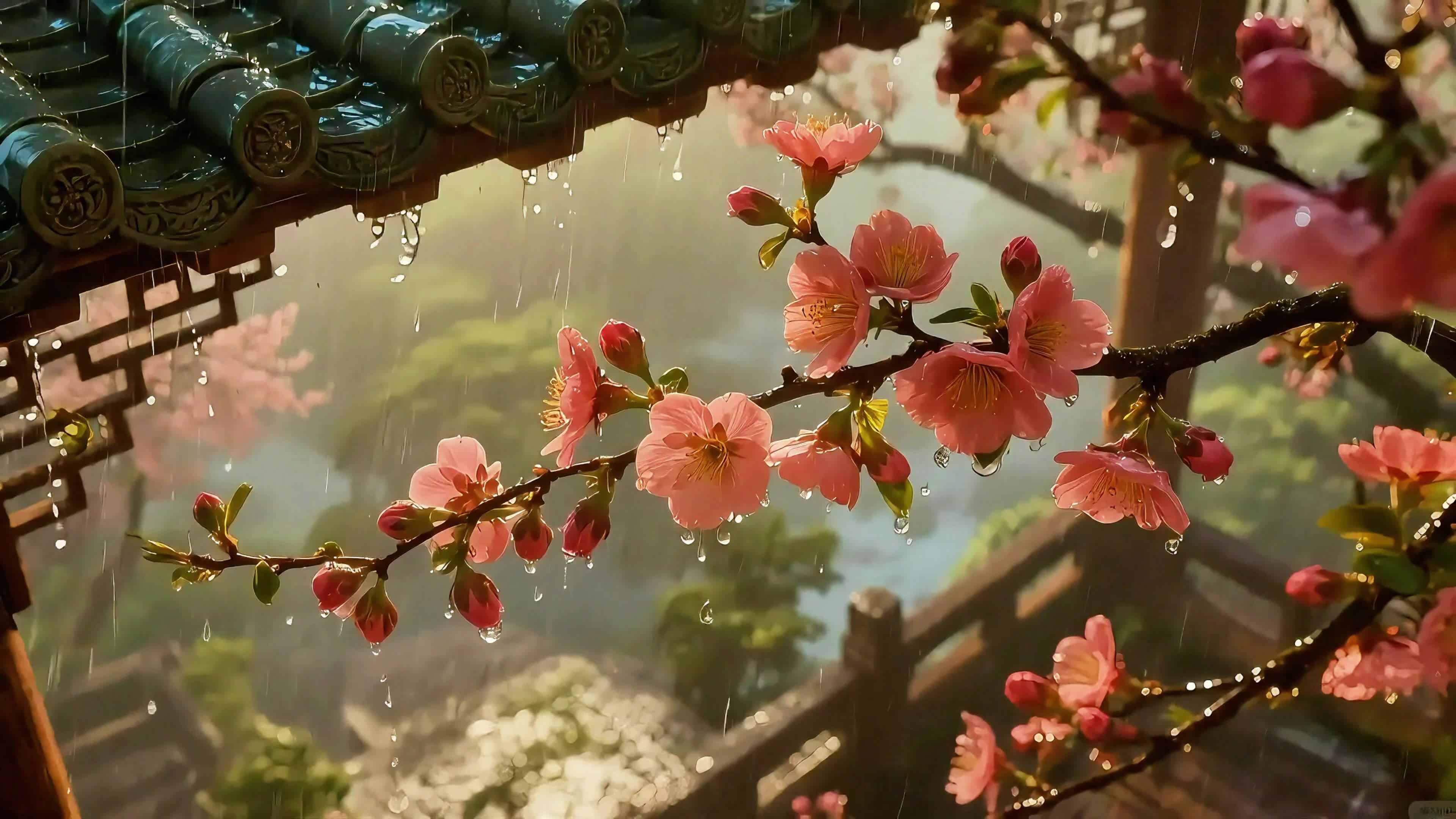 春雨海棠