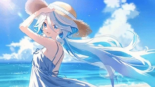 海边芙宁娜 动态壁纸 | 作者：与李无瓜