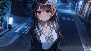 夜晚街道少女
