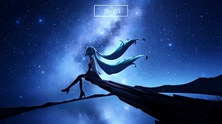 初音未来星空 动态壁纸 | 作者：猎蛙人