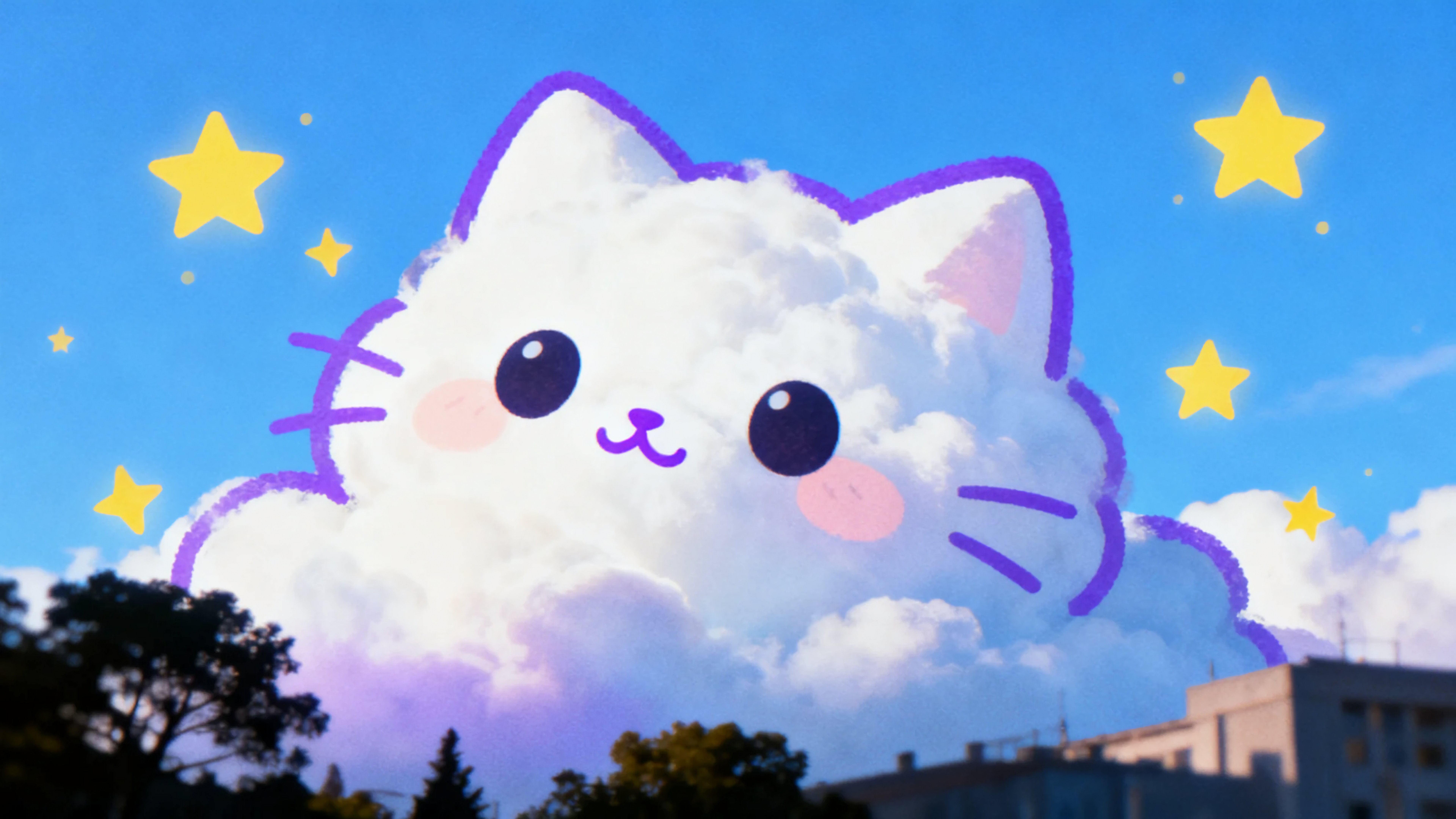可爱的云朵猫咪
