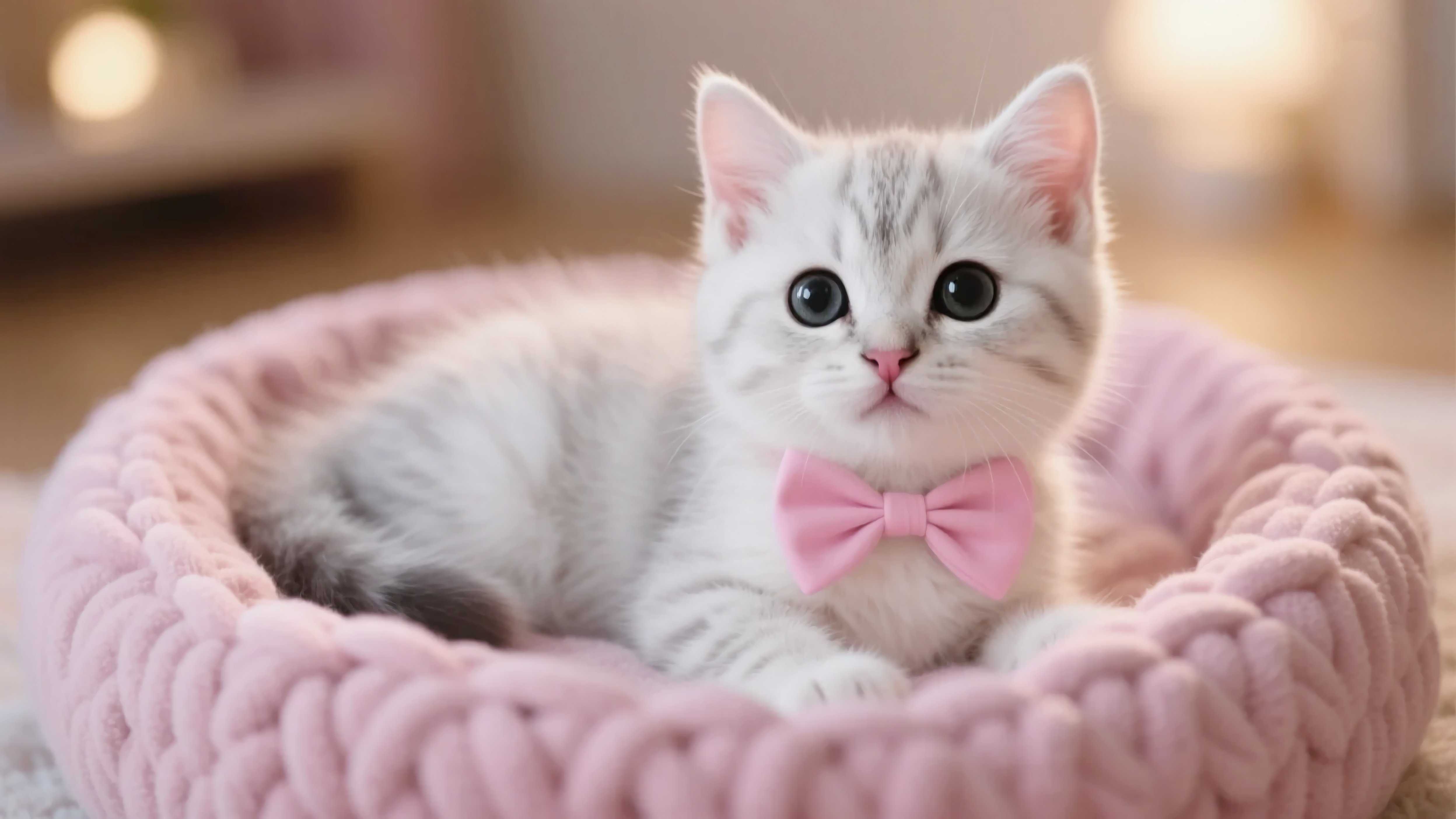 粉色猫窝里可爱的猫咪