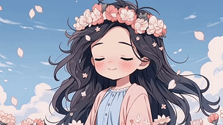 头戴花环的女孩
