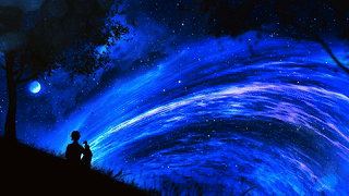 唯美星空背影