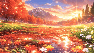 护眼夕阳河流