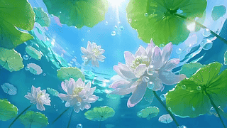 护眼水下清池白荷
