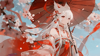 撑伞美人