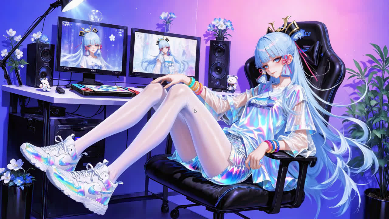 宅家慵懒炫彩电竞少女神里绫华