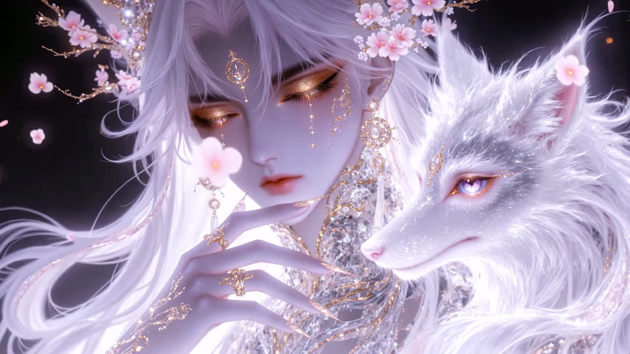 樱花狐影白发妖君