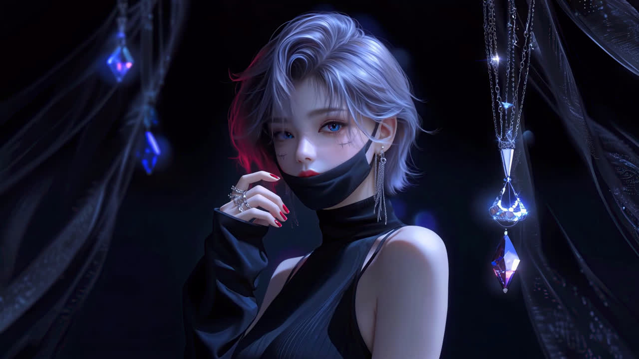 暗紫氛围短发美女